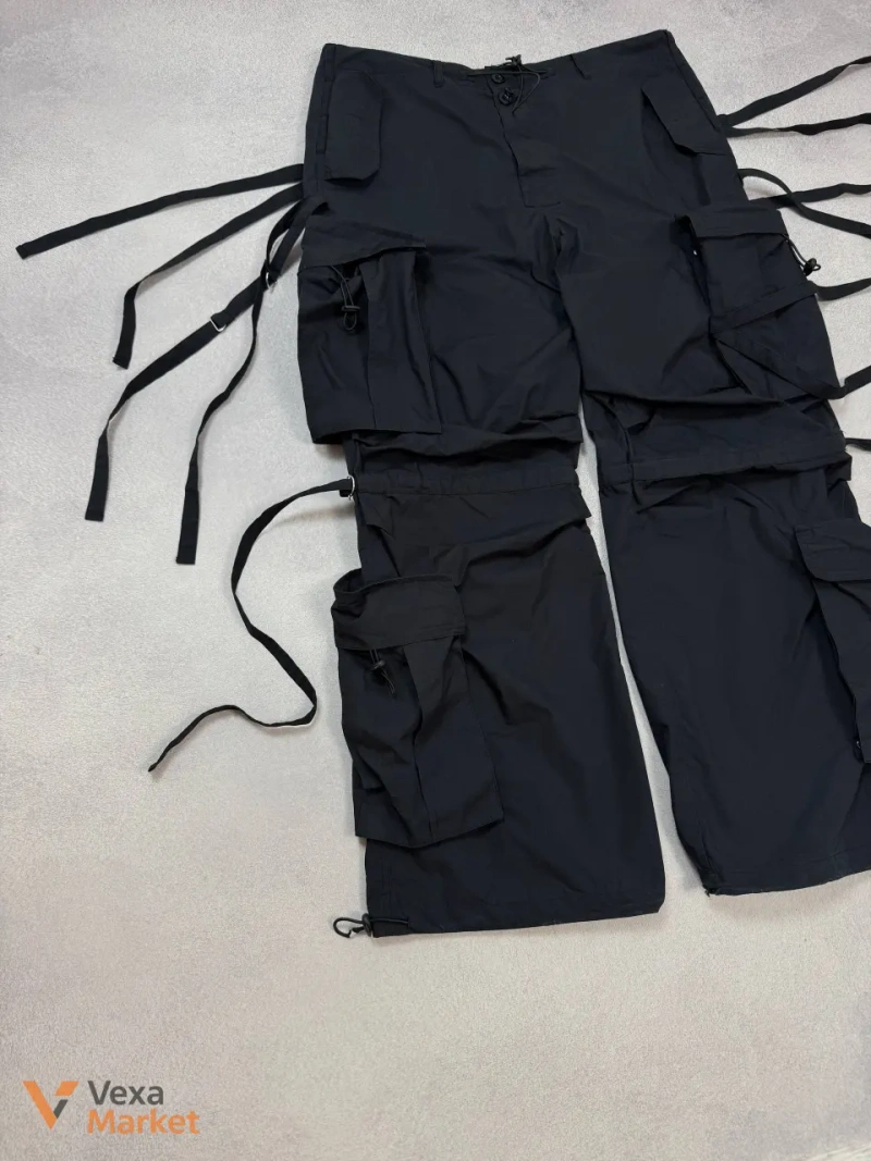 Vintage Hell Bunny 90s Bandage Parachute Baggy Nylon Pants Y2K Opium — фото 3