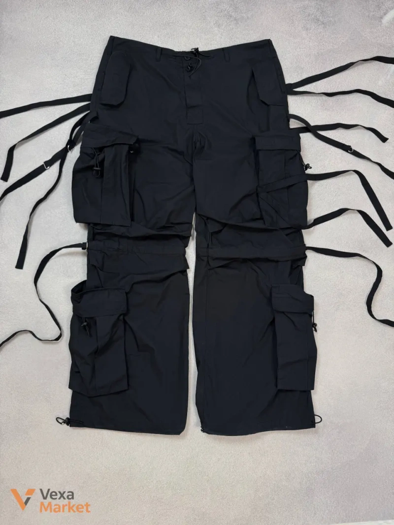 Vintage Hell Bunny 90s Bandage Parachute Baggy Nylon Pants Y2K Opium — фото 4