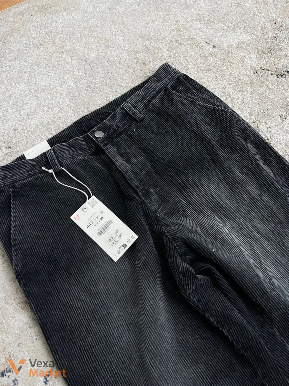 Zara Wide Leg Corduroy Dark Washed Denim Jeans New 34 — фото 2