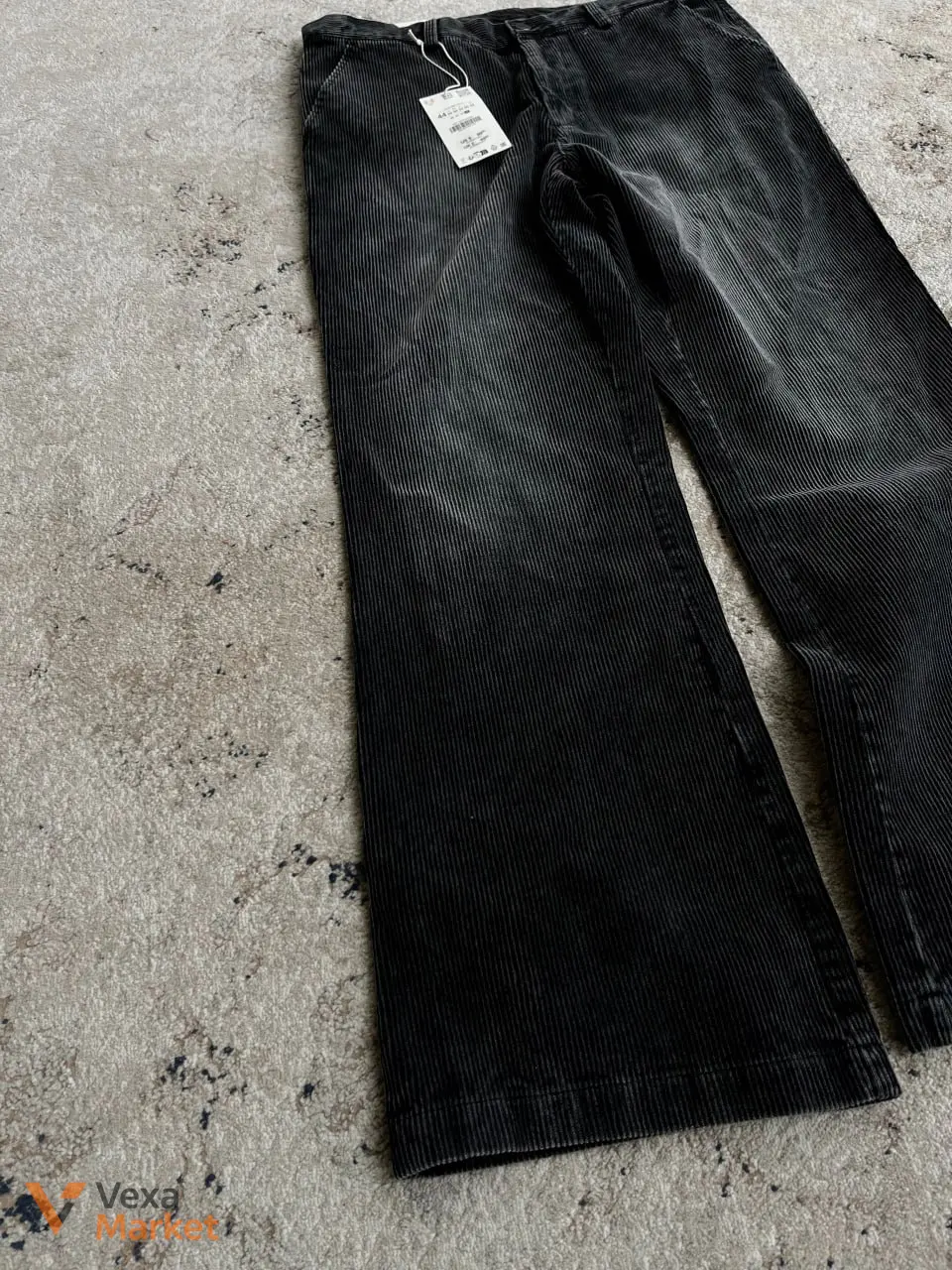 Zara Wide Leg Corduroy Dark Washed Denim Jeans New 34 — фото 3