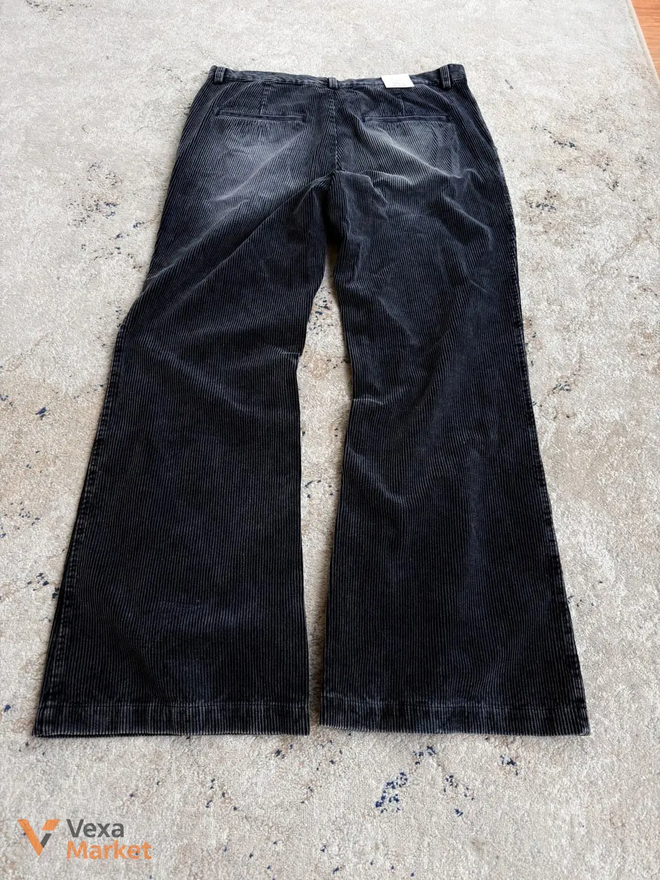 Zara Wide Leg Corduroy Dark Washed Denim Jeans New 34 — фото 7