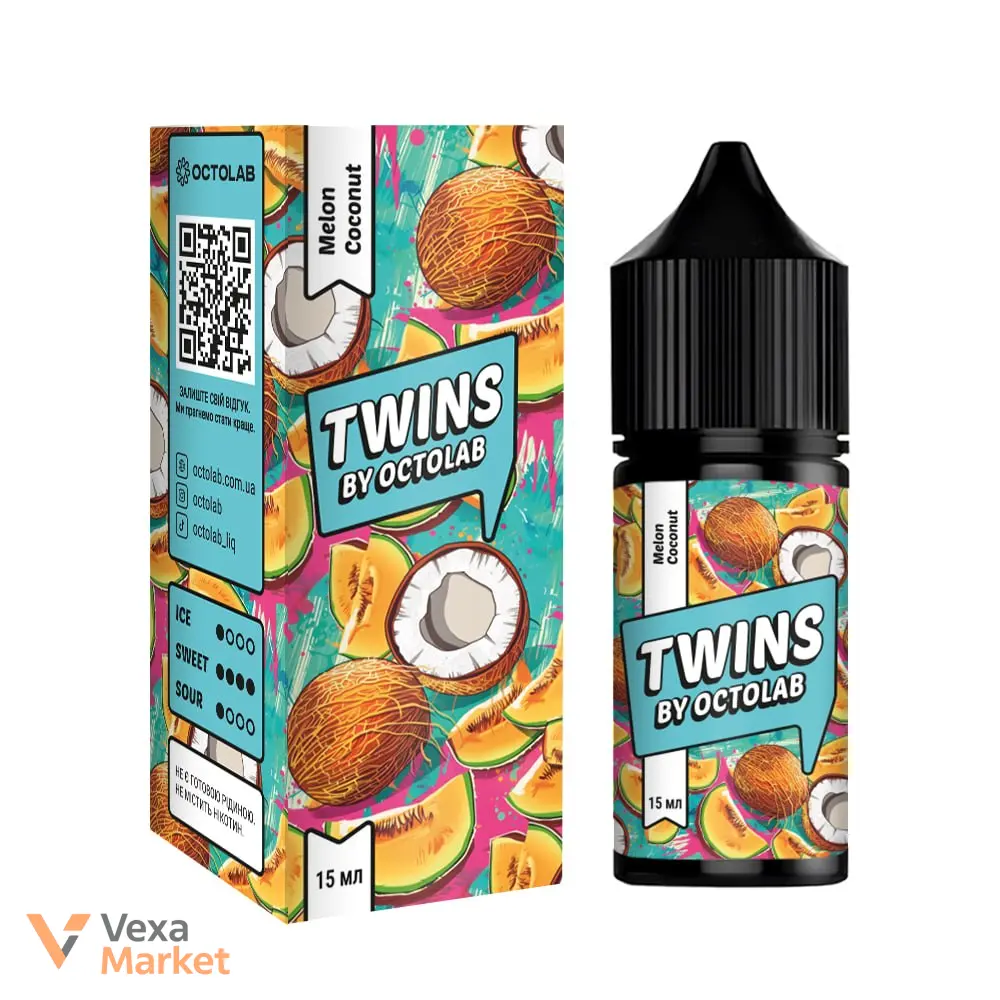 Жидкость для вейпа Octobar Twins Melon Coconut 15 мл 5%