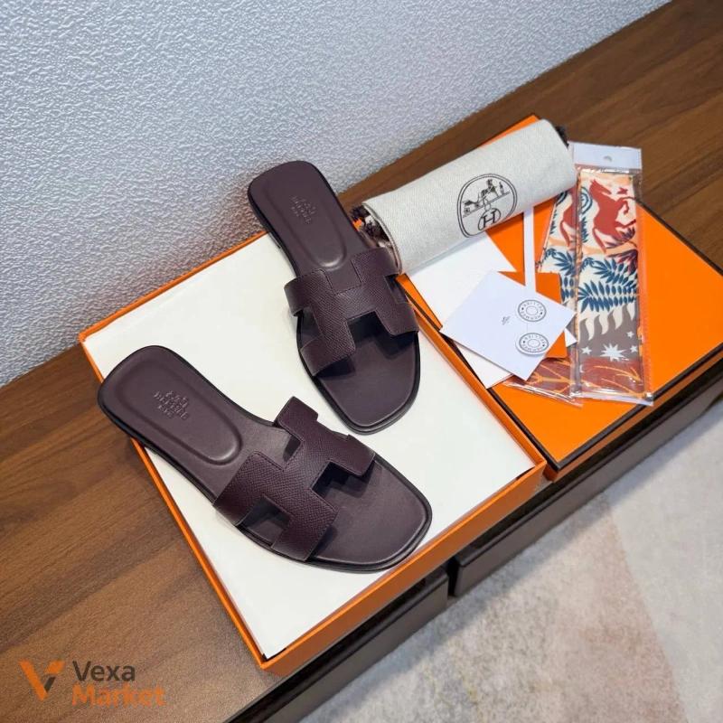 Жіночі сандалі Hermes шкіряні бордові — фото 4