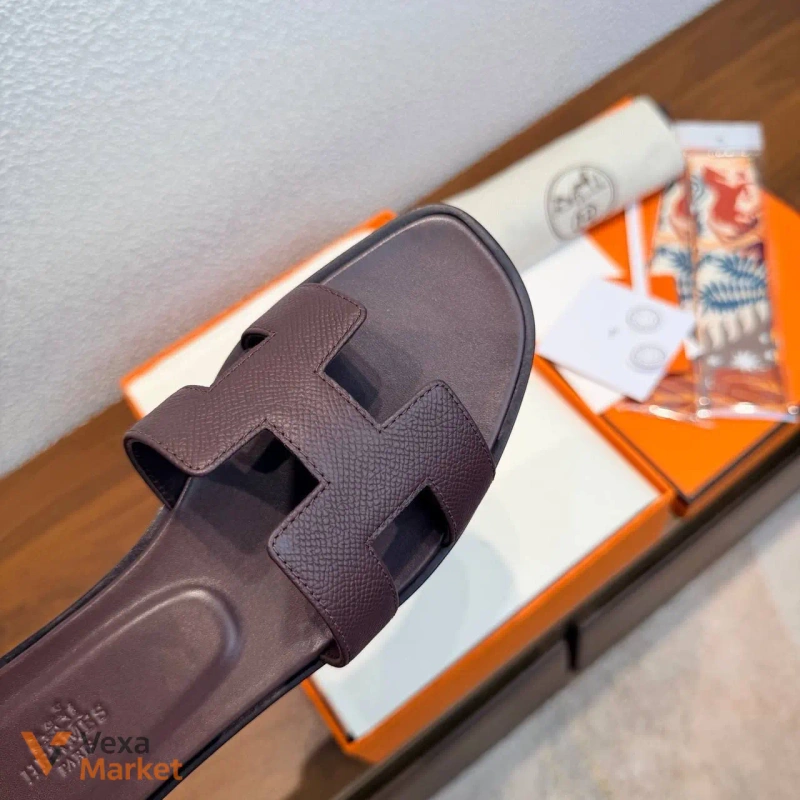 Жіночі сандалі Hermes шкіряні бордові — фото 5