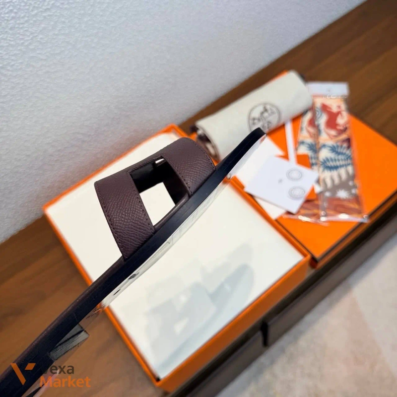 Жіночі сандалі Hermes шкіряні бордові — фото 6