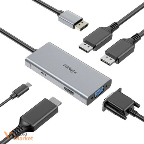 Адаптер Fairikabe DP → Dual DisplayPort + HDMI + VGA (4-в-1)
