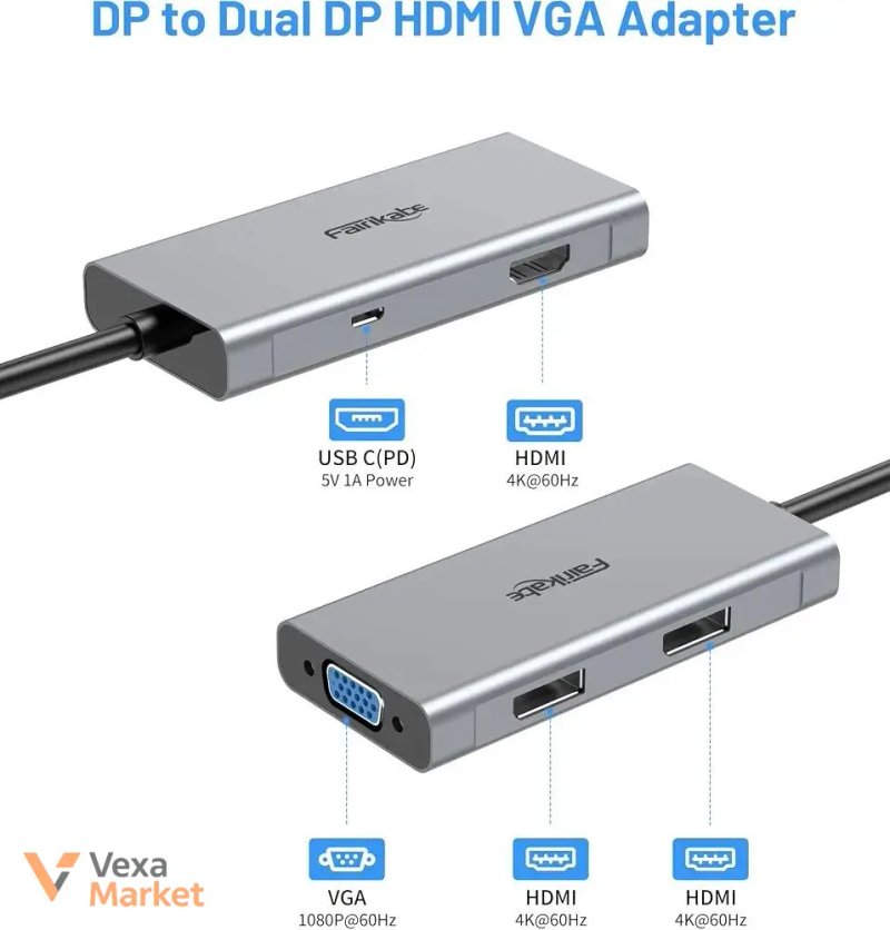 Адаптер Fairikabe DP → Dual DisplayPort + HDMI + VGA (4-в-1) — фото 4