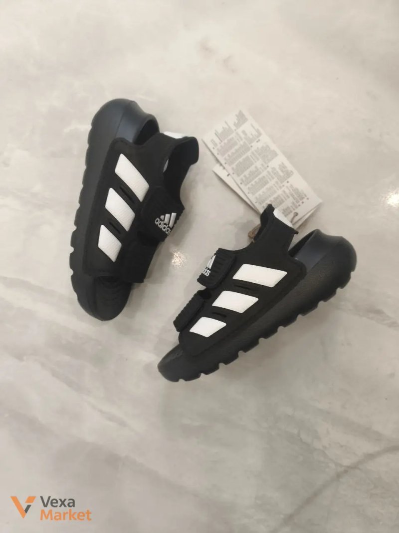 Adidas детские сандалии черные — фото 3