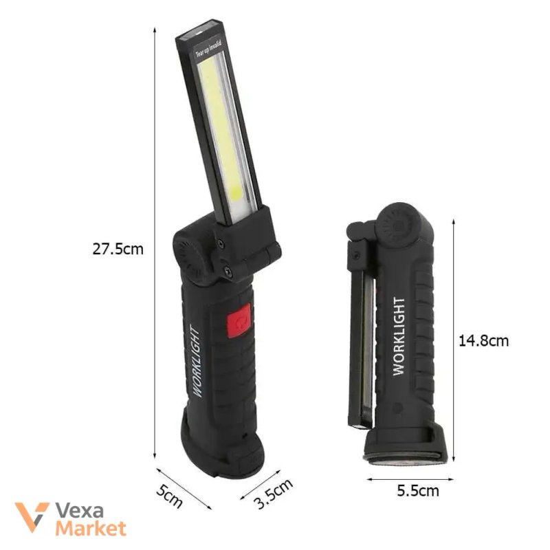 Акумуляторна лампа-ліхтарик для кемпінгу WORKLIGHT W 52-SMD+COB з магнітом та гаком — фото 2