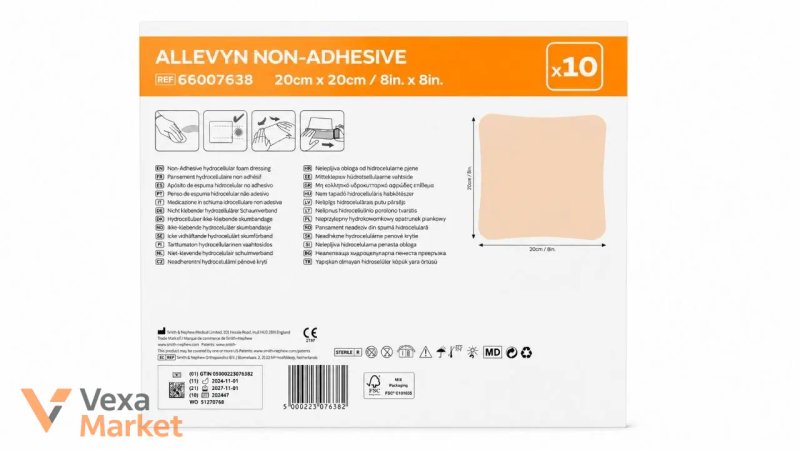 ALLEVYN Non-Adhesive 20x20 см (10 шт.) - стерильні пов'язки Smith & Nephew — фото 2