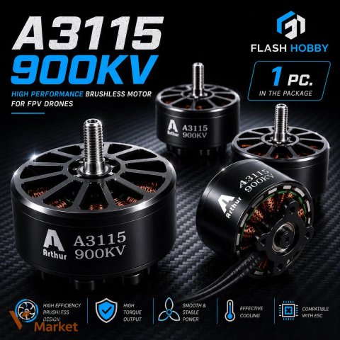 Безколекторний двигун FLASHHOBBY ARTHUR 3115 900KV для FPV дронів