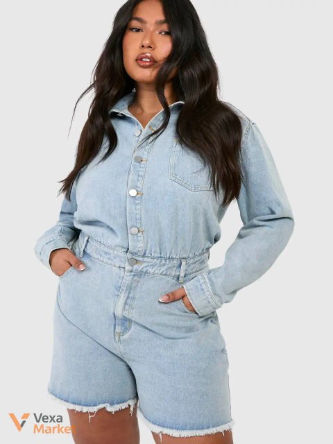 Блакитний джинсовий ромпер від Boohoo UK 22 / НАШ 56