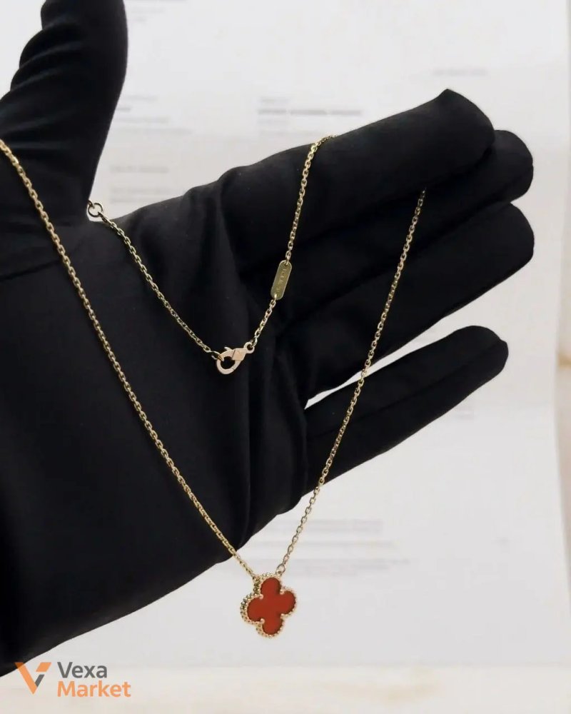 Браслет/Кольє Vintage Alhambra 5 мотивів, золото 18K, тигрове око — фото 2