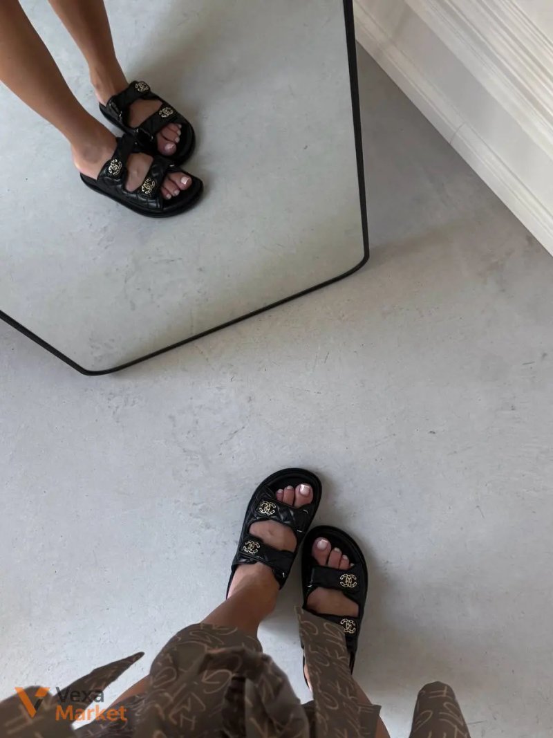 Chanel Black Sandals Women's Size 37-39 — фото 3