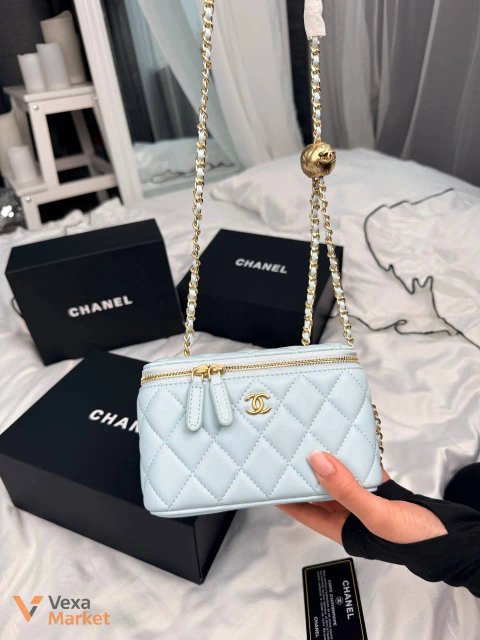 Chanel Mini Vanity Case Blue / Gold шкіряна сумка