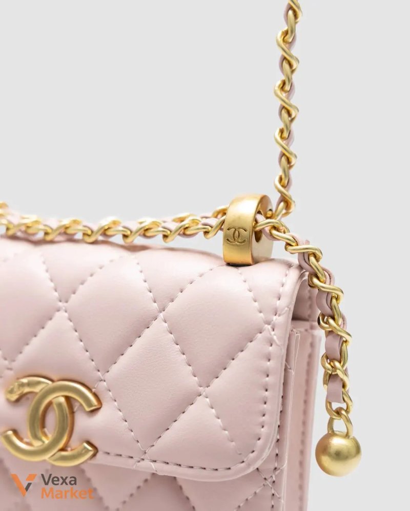 Chanel Quilted Perfect Fit Flap Coin Purse Pink/Gold — фото 6