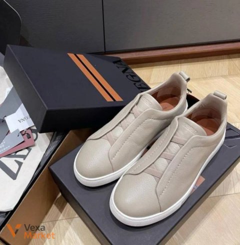 Чоловічі кросівки Zegna бежеві шкіряні