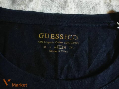 Чорна футболка GUESS Eco з принтом логотипу зі стразами