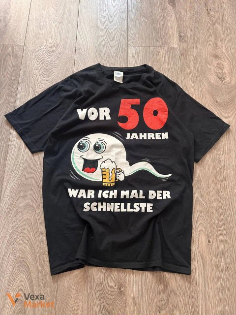 Футболка с принтом "Vor 50 Jahren war ich mal der Schnellste"
