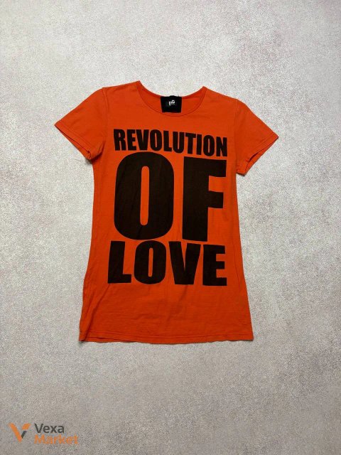 Футболка жіноча помаранчева Dolce Gabbana Revolution of Love Y2K