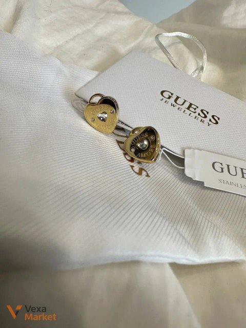 Guess Серьги сердце с камнями