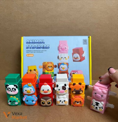 Інтерактивні кубики-звірятка Animal Stackers, 12 шт