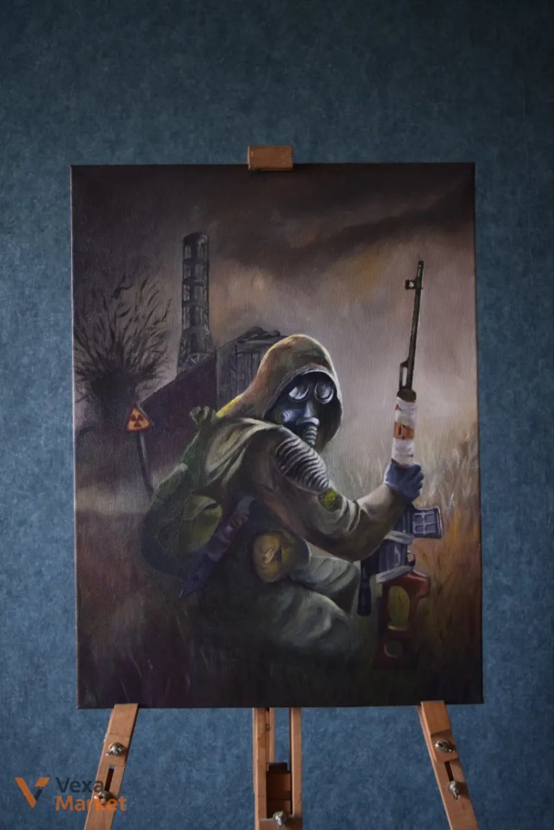 Картина за мотивами гри STALKER, ручна робота, олійні фарби, 45x60 см — фото 2