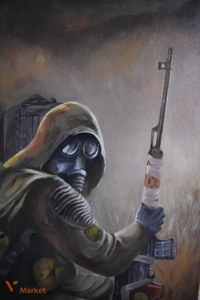 Картина за мотивами гри STALKER, ручна робота, олійні фарби, 45x60 см — фото 4