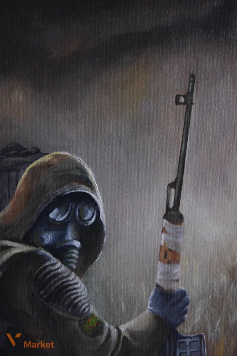 Картина за мотивами гри STALKER, ручна робота, олійні фарби, 45x60 см — фото 5