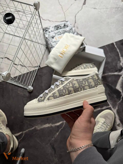 Кеди Dior B23 White Grey Platform Premium