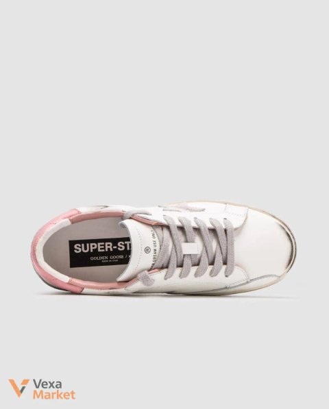 Кросівки Golden Goose Super-Star зіркою з сірої замші та рожевою шкіряною п'яткою