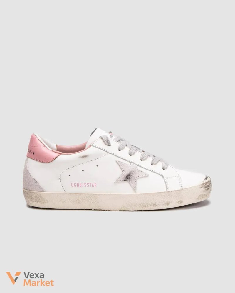 Кросівки Golden Goose Super-Star зіркою з сірої замші та рожевою шкіряною п'яткою — фото 8