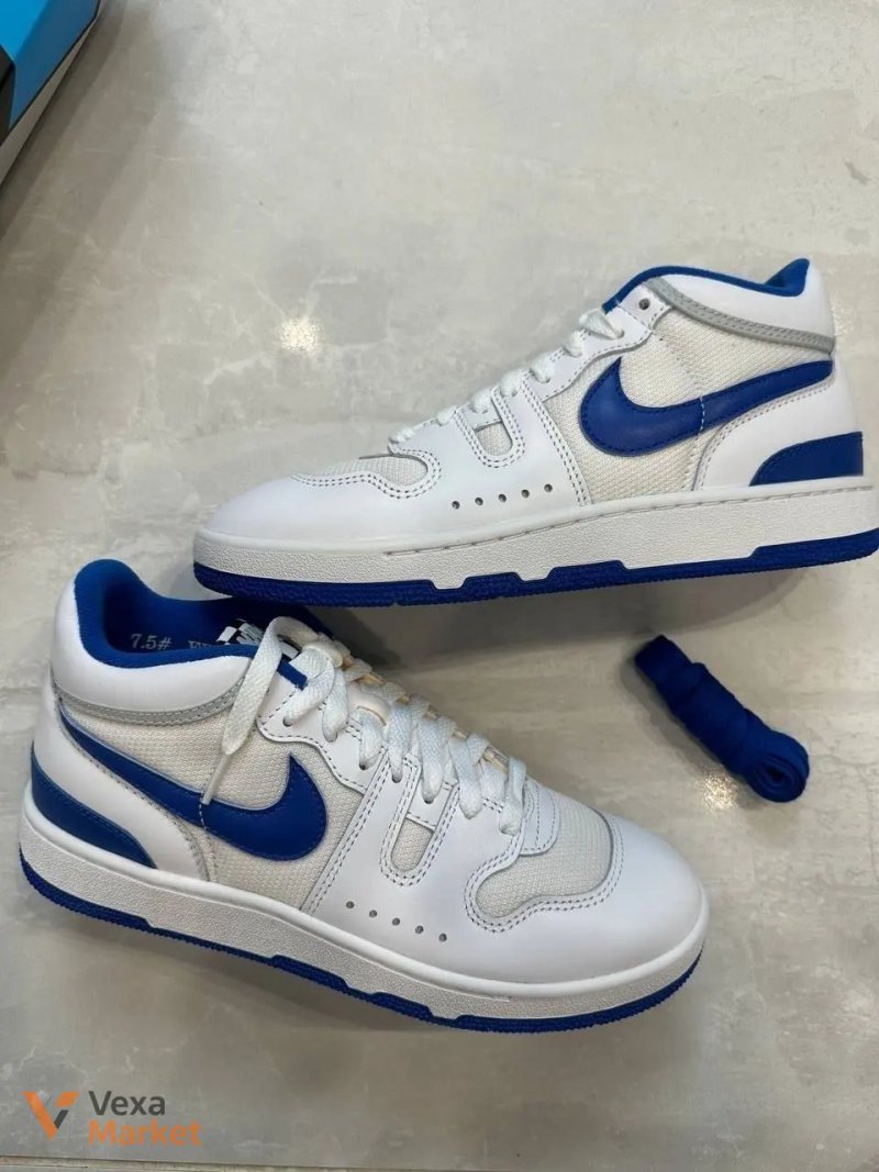 Кросівки Nike шкіряні білі з синім — фото 2