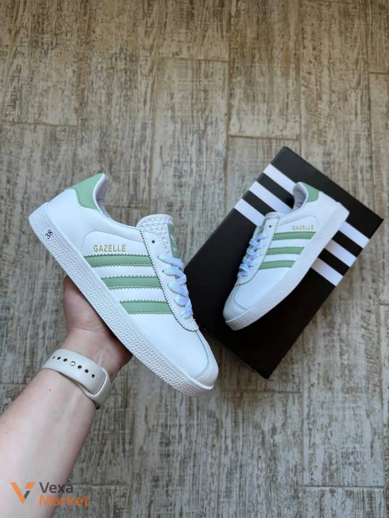 Кросівки жіночі Adidas Gazelle White & Green — фото 6