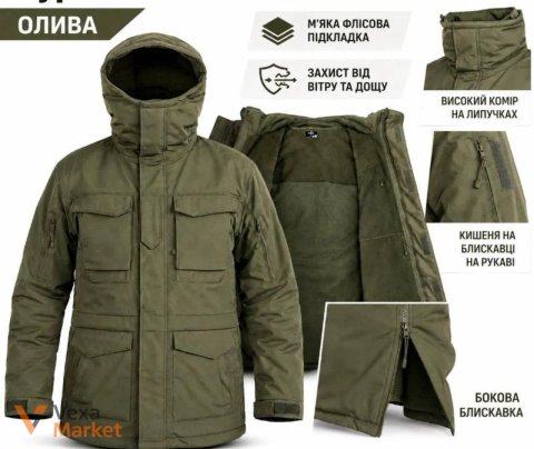 Куртка парка Softshell чорна та олива S-3XL