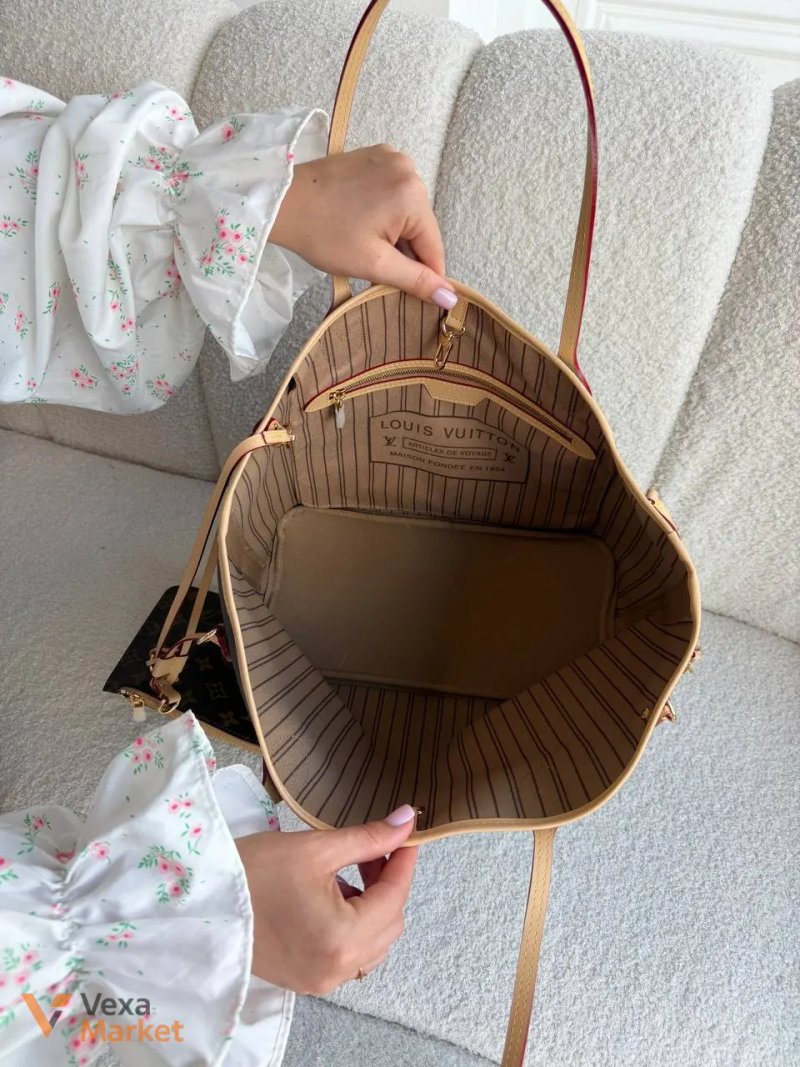 Louis Vuitton Neverfull сумка шкіра та канва — фото 3