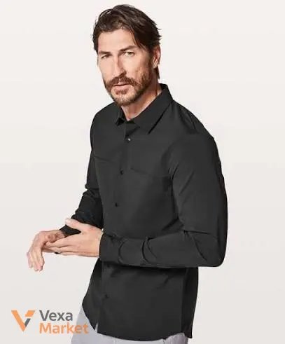 Lululemon Zenway Shirt Mens Small Black Ventilated Lightweight Snap Commuter
