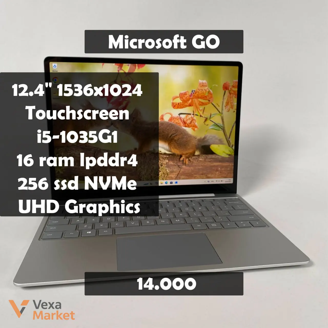 Microsoft Surface Laptop GO i5-1035G1 16GB RAM 256GB SSD 12.4" Touchscreen