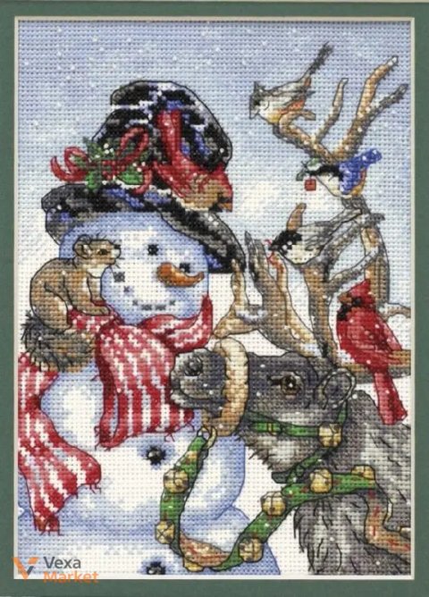 Набір для вишивання хрестом DIMENSIONS Snowman & Reindeer "Сніговик та північний олень"