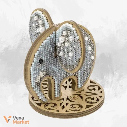 Набір для вишивки бісером на дерев’яній основі «Милий слоник»