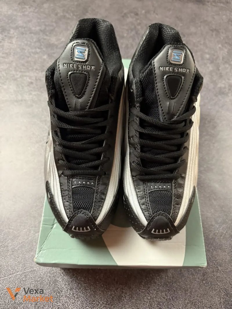 Nike Shox R4 White Black Blue — фото 2