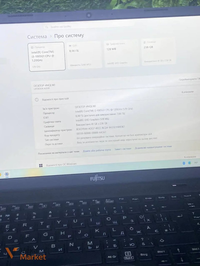 Ноутбук Fujitsu 15.6" Core i3-1005G1, 8GB RAM, 240GB SSD, Intel HD Graphics — фото 2