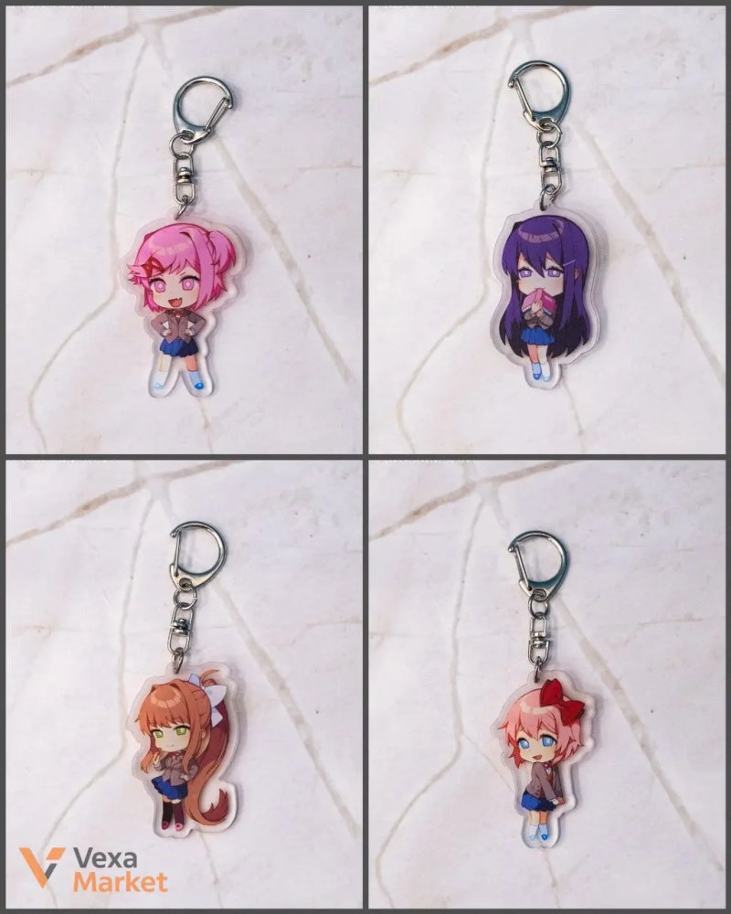 Плюшевий брелок Дух сажі та акрилові брелоки Doki Doki Literature Club! — фото 2