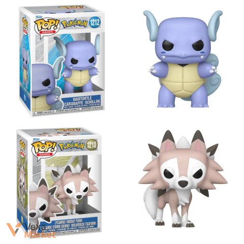 Pokemon Funko Pop! Wartortle 1212, Lycanroc 1210