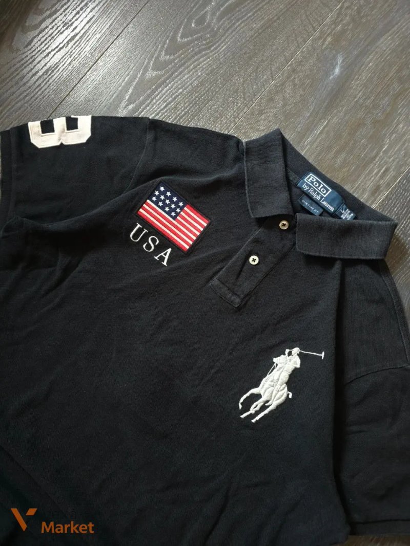 Поло Polo Ralph Lauren USA чоловіче чорне розмір M-L — фото 3