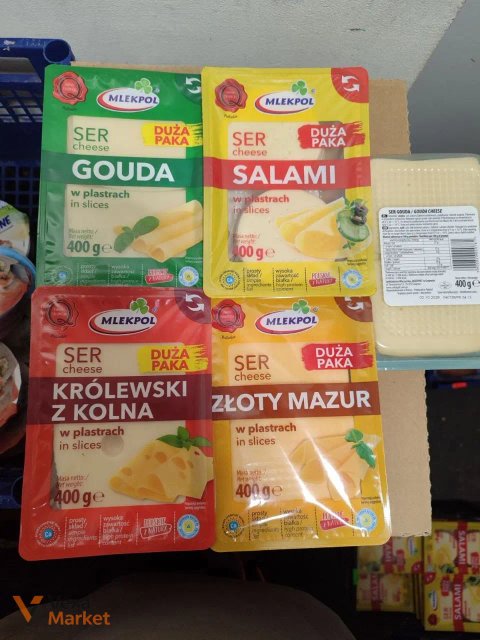 Польські сири Mlekpol Duża Paka (нарізка) Gouda, Salami, Królewski z Kolna, Złoty Mazur