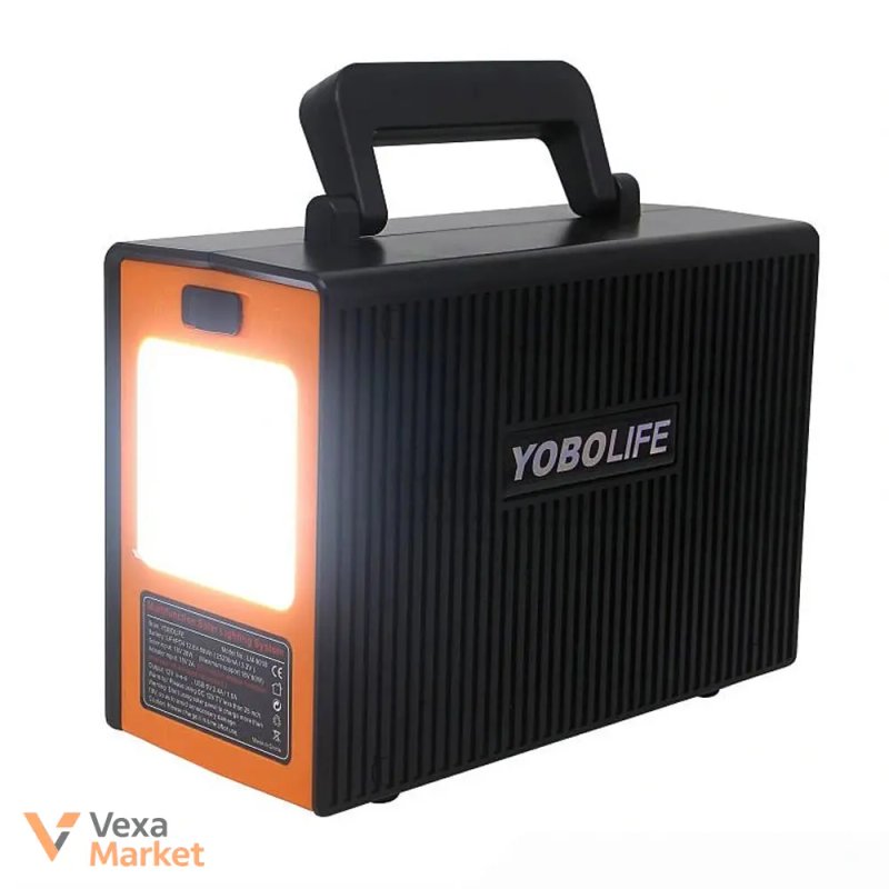 Портативна зарядна станція YOBOlife LM-9019 100W/12V з радіо, 2 сонячними панелями та 4 лампочками — фото 2