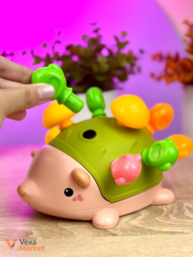 Развивающая игрушка "Ёжик" для мелкой моторики с грибочками — фото 2