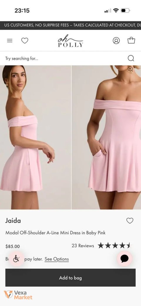 Рожеве міні-сукня OhPolly Jaida Modal Off-Shoulder A-line