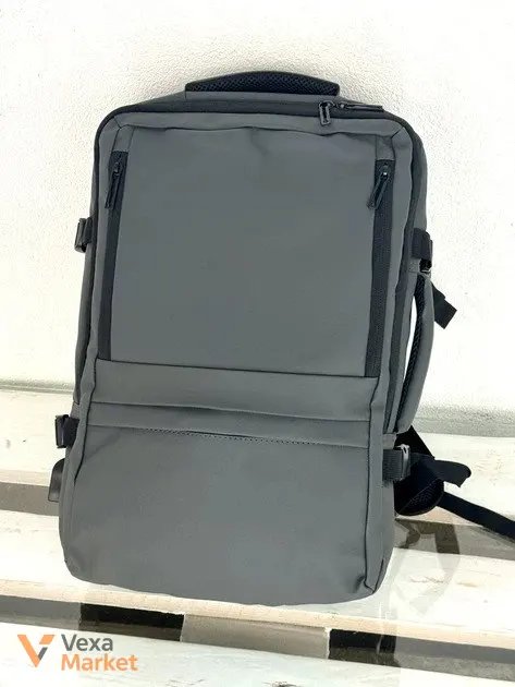 Рюкзак сірий з екошкіри + Оксфорд, 3 відділення, 35л, USB